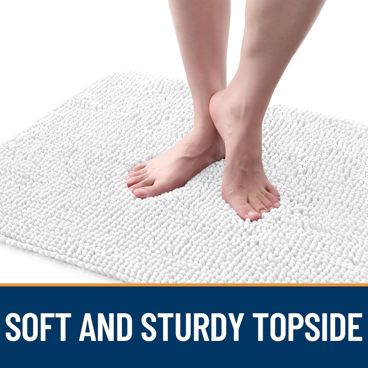 OLANLY Dog Door Mat for Muddy Paws 30x20, Absorbs Moisture and Dirt, Absorbent Non-Slip Washable Doormat, Quick Dry Chenille Mud Mat for Dogs, Entry Indoor Entryway Carpet for Inside Floor, White