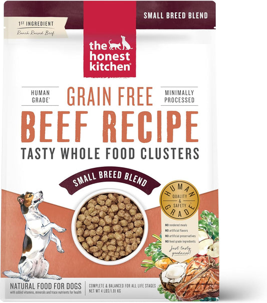The Honest Kitchen Whole Food Clusters Small Breed Grain Free Beef Dry Dog Food, 4 lb Bag