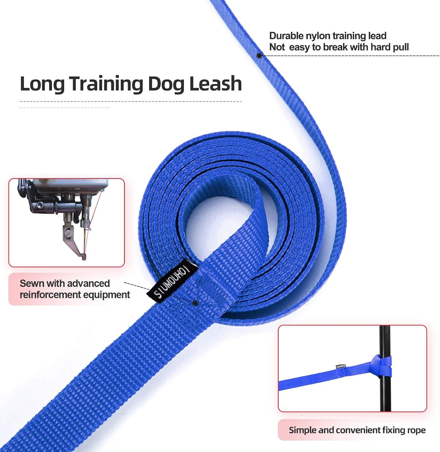 Dog/Puppy Obedience Recall Training Agility Lead - 15ft 20ft 30ft 40ft 50ft Training Leash - Great for Play, Camping, or Backyard - Blue 20ft