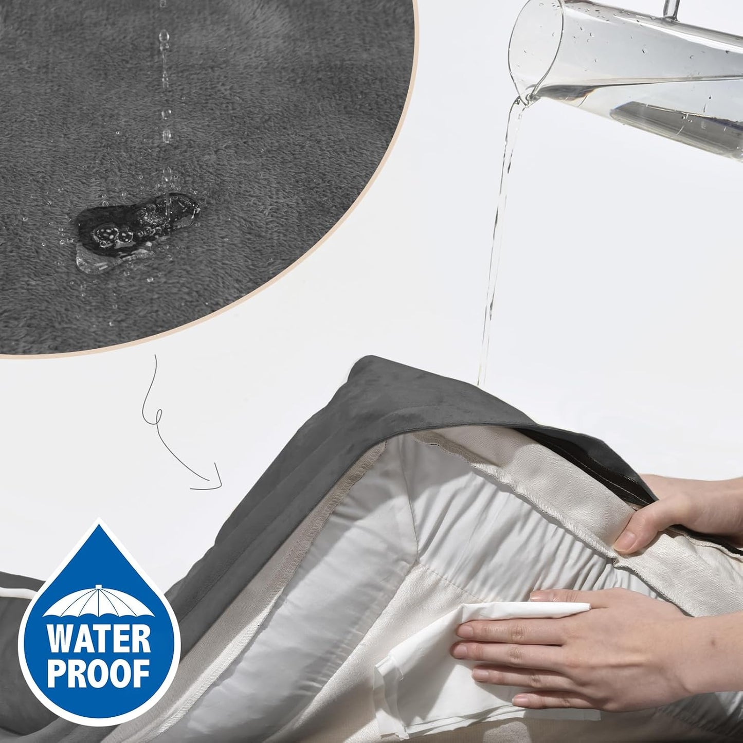 Comfort Expression Waterproof Large Dog Beds Orthopedic Foam Dog Beds Sofa Comfy Pet Bed with Washable Removable Cover & Non-Slip Bottom(Large,Dark Grey)