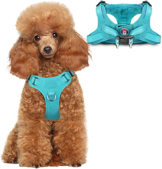 Dog Harness Step in Dog Vest Harness, Reflective Adjustable Puppy No Pull Harness Breathable Soft for Small and Medium Dogs Cats, Ocean Blue, XS