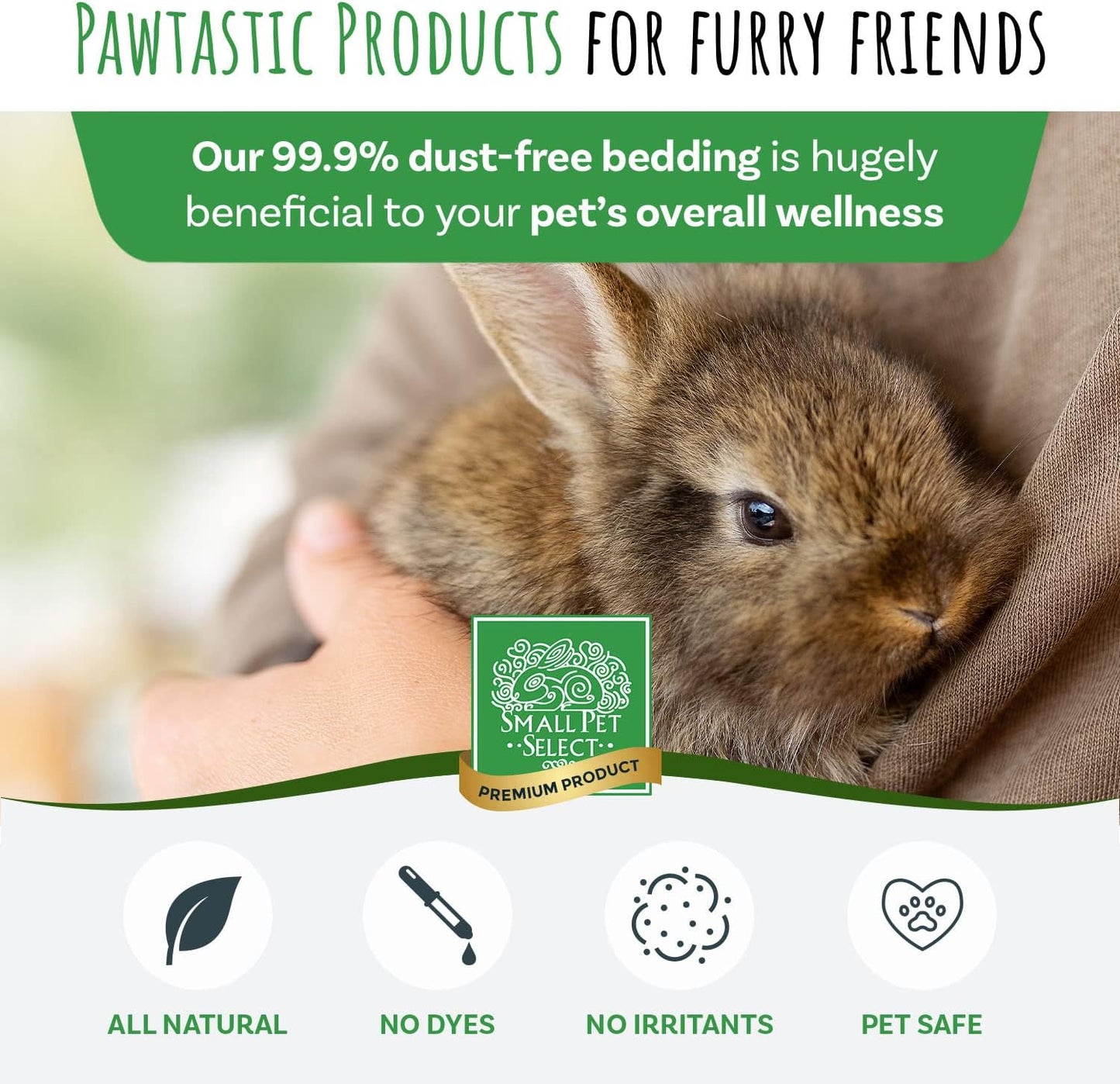 Small Pet Select Premium Small Animal Bedding, Natural Soft Paper Bedding for Small Indoor and Outdoor Pets, Made in USA, Jumbo Size 178 L Pack