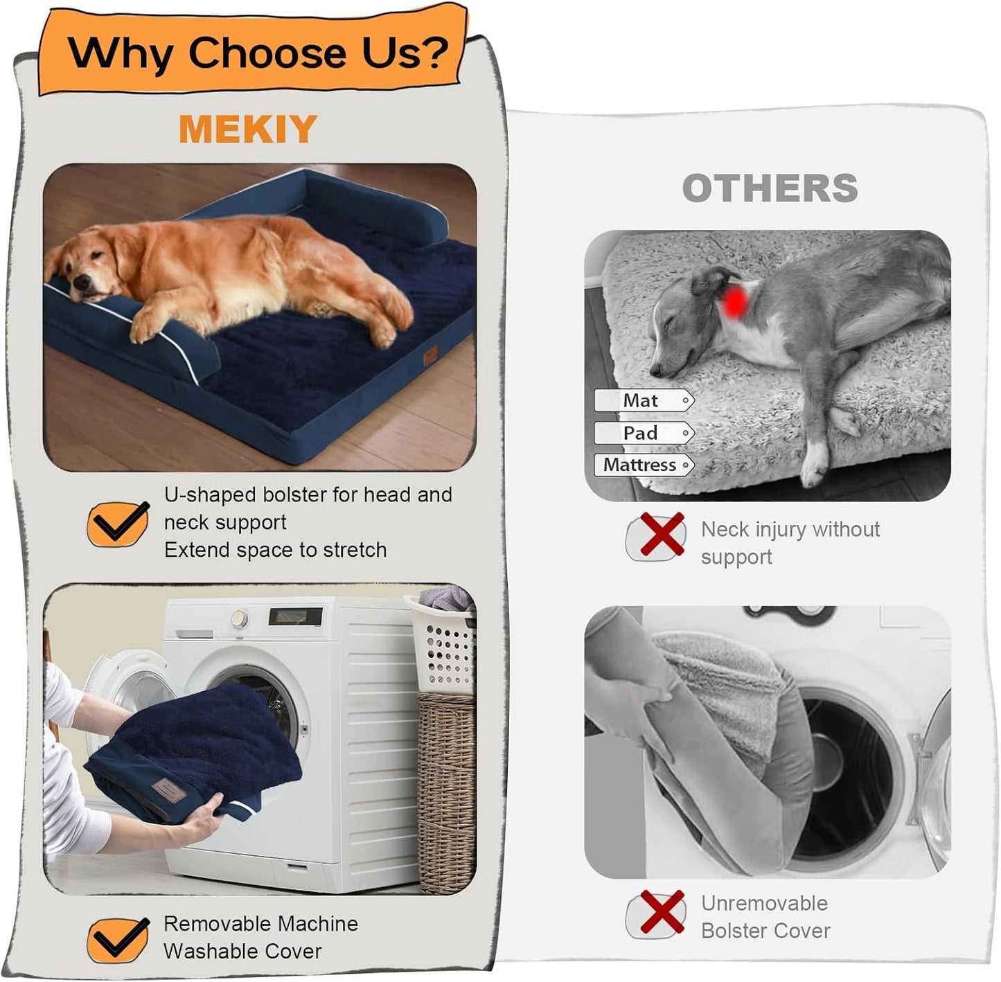 Small Dog Bed Waterproof Orthopedic Dog Beds for Medium Sized Dogs Comfy Pet Cat Bed with Sides, Washable Removable Cover