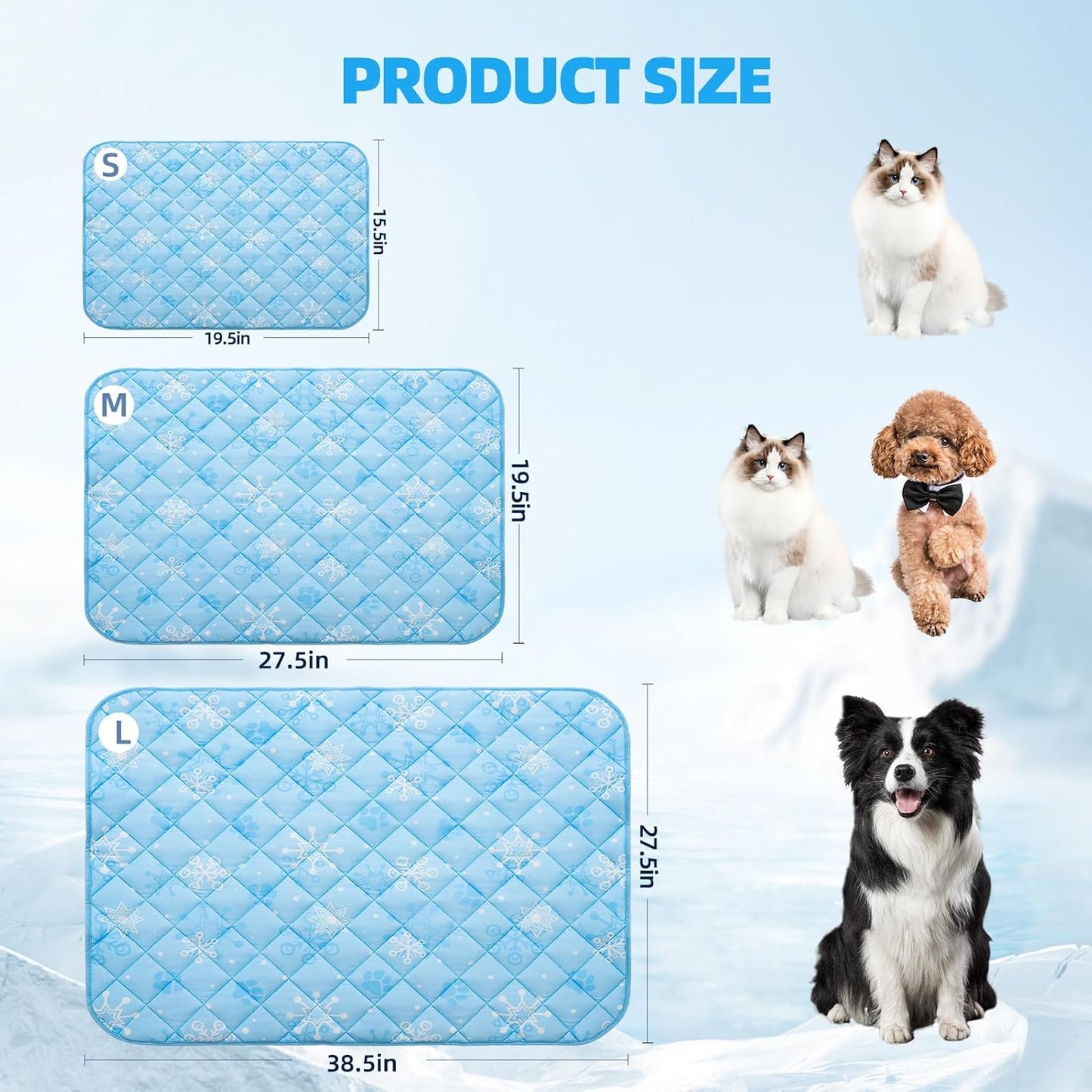 Homimp Dog Cooling Mat, 19.5" x 27.5" Thicken Self-Cooling Mat for Dog&Cat,Internal Waterproof& Endothermic,Washable Pet Ice Cool Pad Blanket,Pet Sleeping Pad for Indoor Outdoor in Summer, Non-Toxic