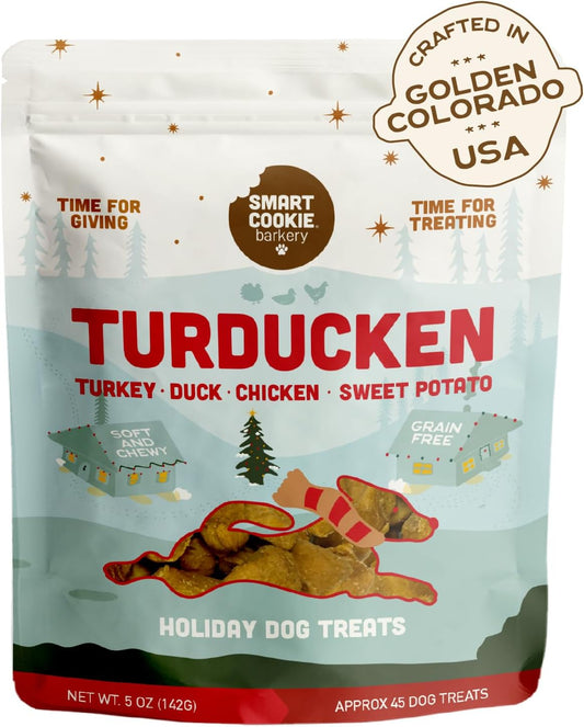 Smart Cookie Turducken Holiday Dog Treats - Turkey, Duck and Chicken Christmas Dog Treats - Healthy, All Natural, Grain Free, Human-Grade - Made in USA - 5oz