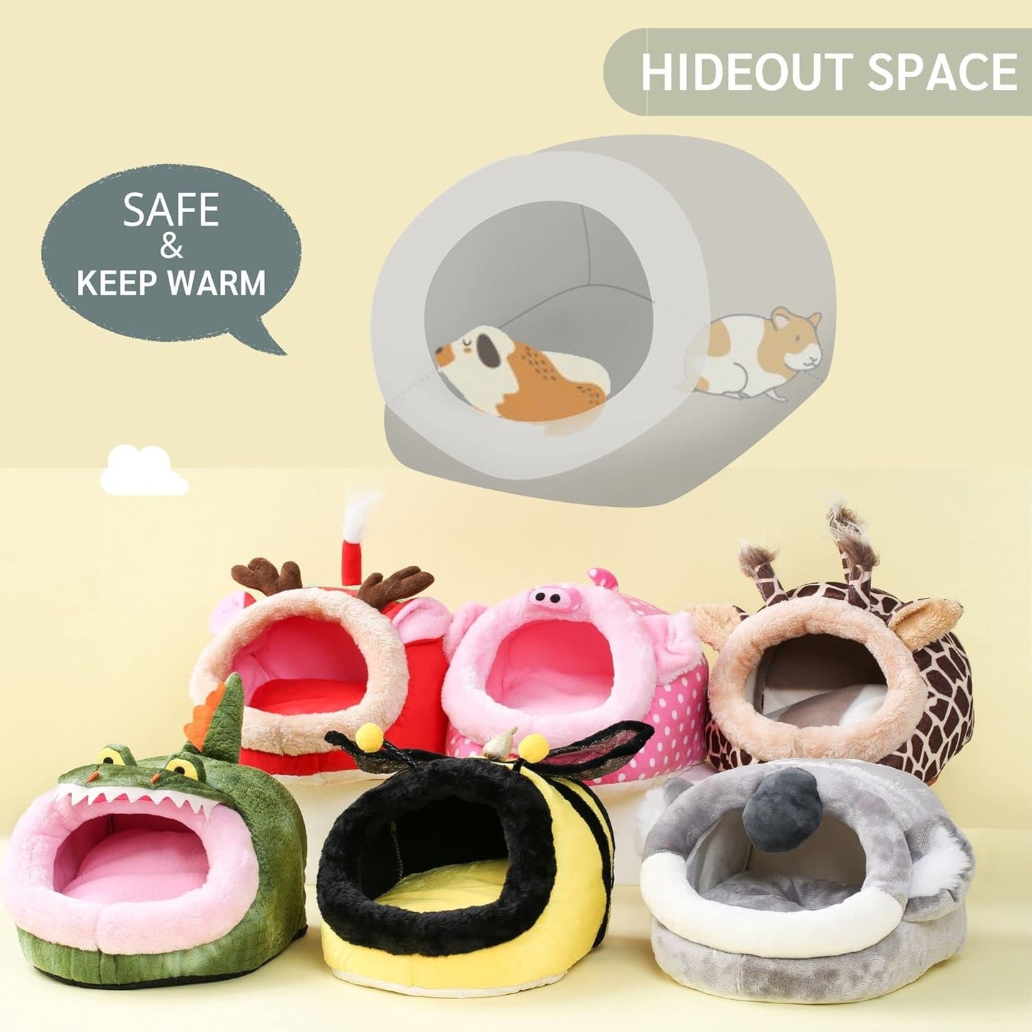 JanYoo Guinea Pig Rat Accessories Toys House Hideout Cage Supplies Chinchilla Cage Ferret Gerbil(S,Pig)
