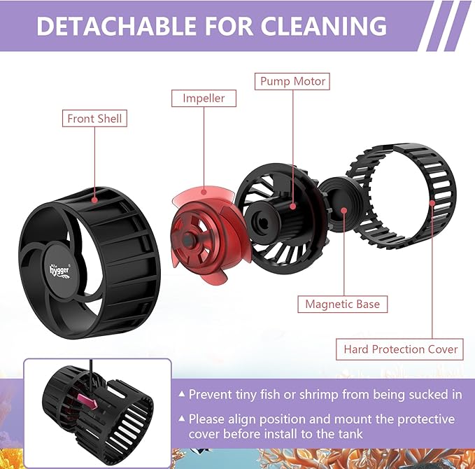 hygger Mini Aquarium Wave Maker for 15-40 Gallon Fish Tank with Magnetic Base Adjustable Powerhead for Saltwater and Freshwater Up to 792 GPH