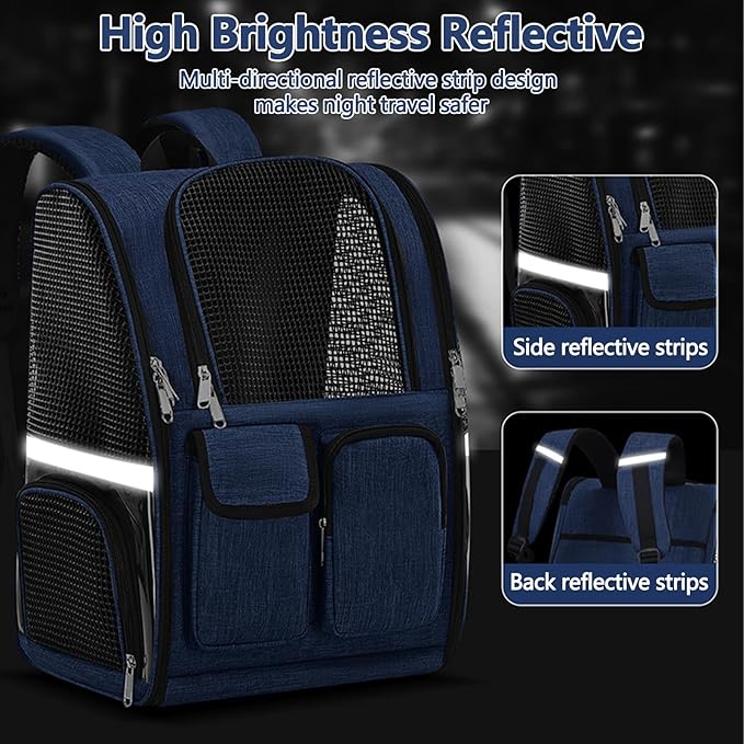 Pet Backpack, Airline Approved Dog Backpack, Cat Bag for Travel Hiking Bike Riding Walking Outdoor, Cat Backpack with Breathable Mesh(Black)