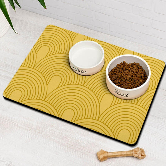 Dog Food Mats for Floors Absorbent, Pet Cat Food Mat - Quick Dry Dog Bowl Mats for Food and Water, Eco-Friendly Boho Pet Supplies