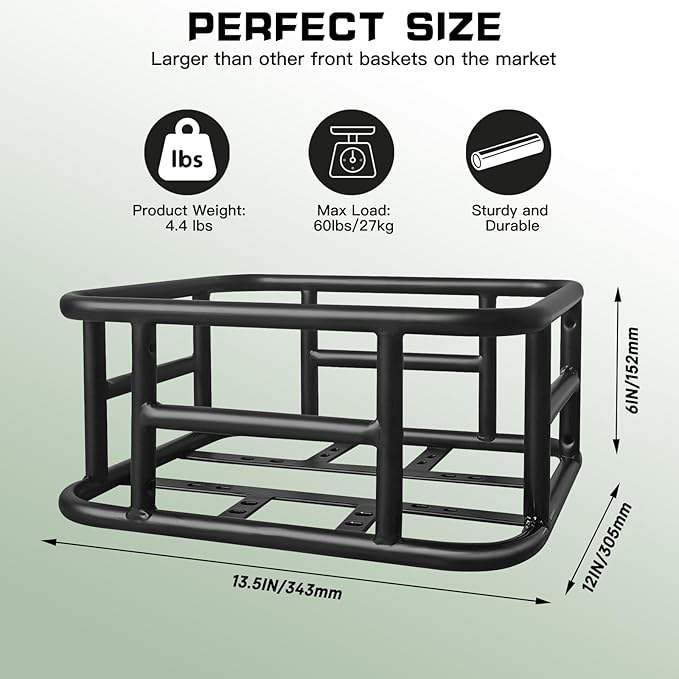RAYMACE Rear Rack Bike Basket with Cargo Net and Liner Large Bicycle Basket Perfect Mount for Electric Bike