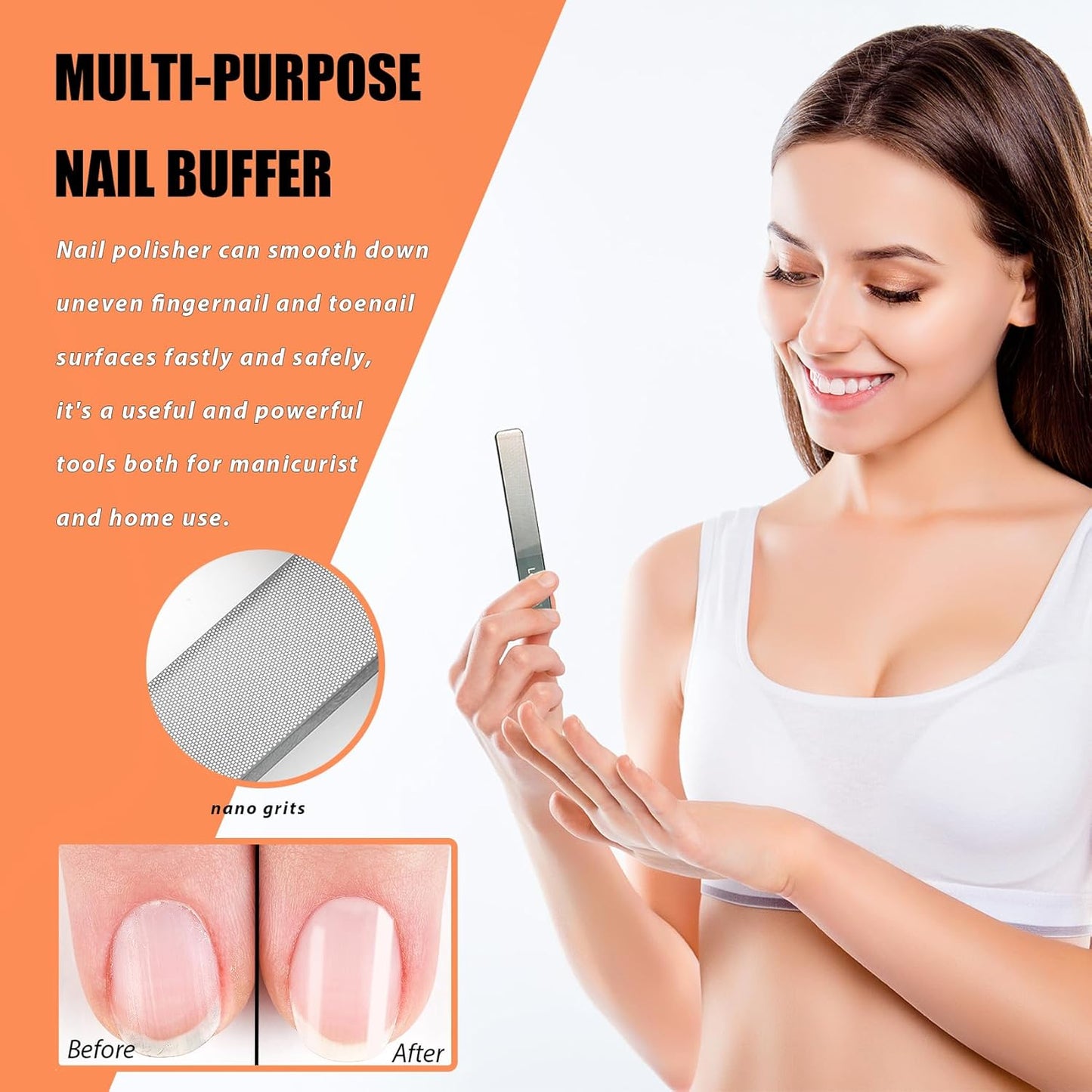 Nail Clipper for Thick Toenails and Fingernails, Portable Toenails Clippers for Seniors, Nail Cutter with Catcher, Nano Glass Nail Buffer, Gifts for Stocking Stuffers Men Women 2PCS