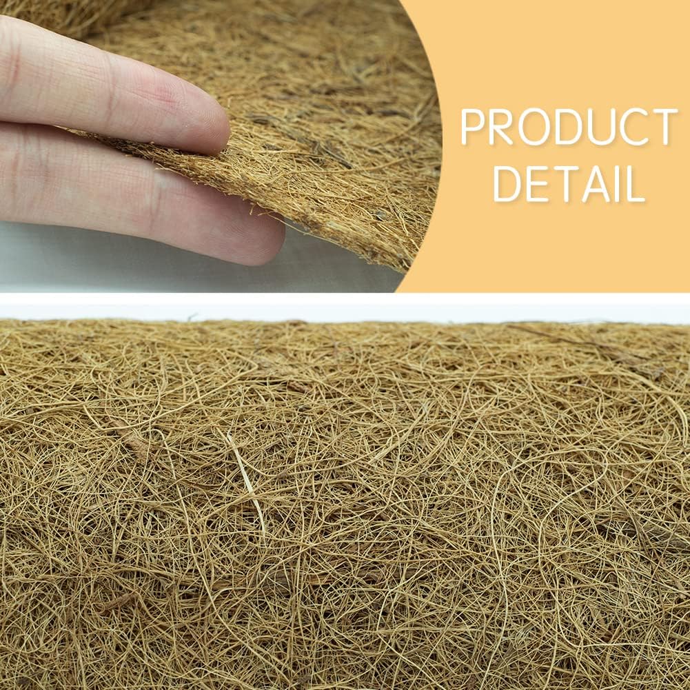 Coco Coir Liner, Yarrdfir 16x40 inch Natural Coconut Liners for planters Flower Basket, Natural Coconut Fiber mat, Garden Decoration, Animal pet pad, Reptile Carpet
