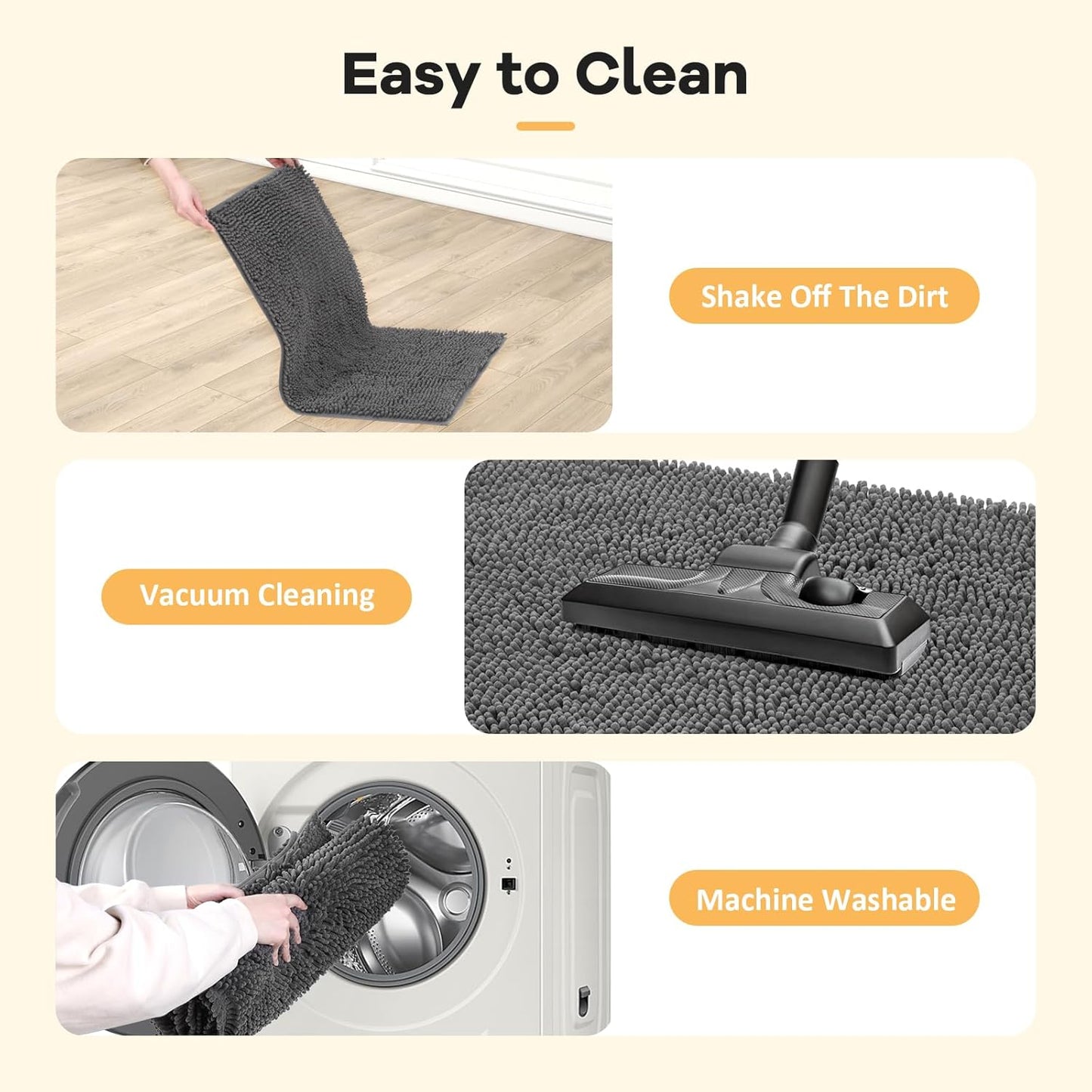 Absorbent Dog Door Mat for Muddy Paws, 60" x 30" Chenille Indoor Mats for Entryway, Trap Dirt Front Door Mat Indoor Entrance Washable Non Slip Soft