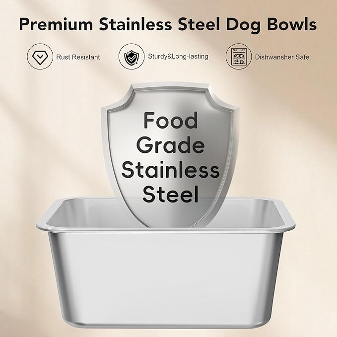 Decflow 7L Stainless Steel Dog Water Bowl, No Spill Anti-Splash Dog Bowls with Anti-Skid Mat, Spill-Proof Slow Feeder for Messy Drinkers, Heavy Duty Pet Bowls for Indoor/Outdoor Use Black