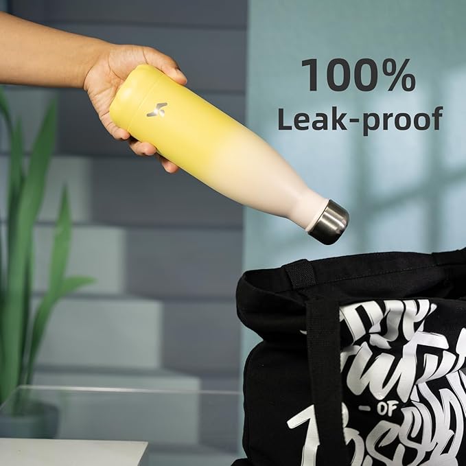 Insulated Water Bottles,25 oz Double Wall Stainless Steel Vacumm Metal Flask for Sports Travel,Lemon