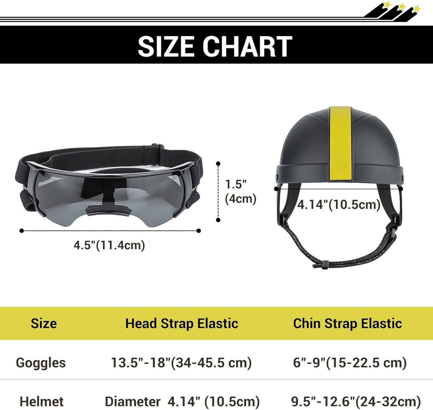 Namsan Small Dog Goggles and Helmet, Dog Motorcycle Helmet with UV Protection Sunglasses for Small Medium Breeds, Football Games Doggie Hat with Ear Holes, Adjustable, Black