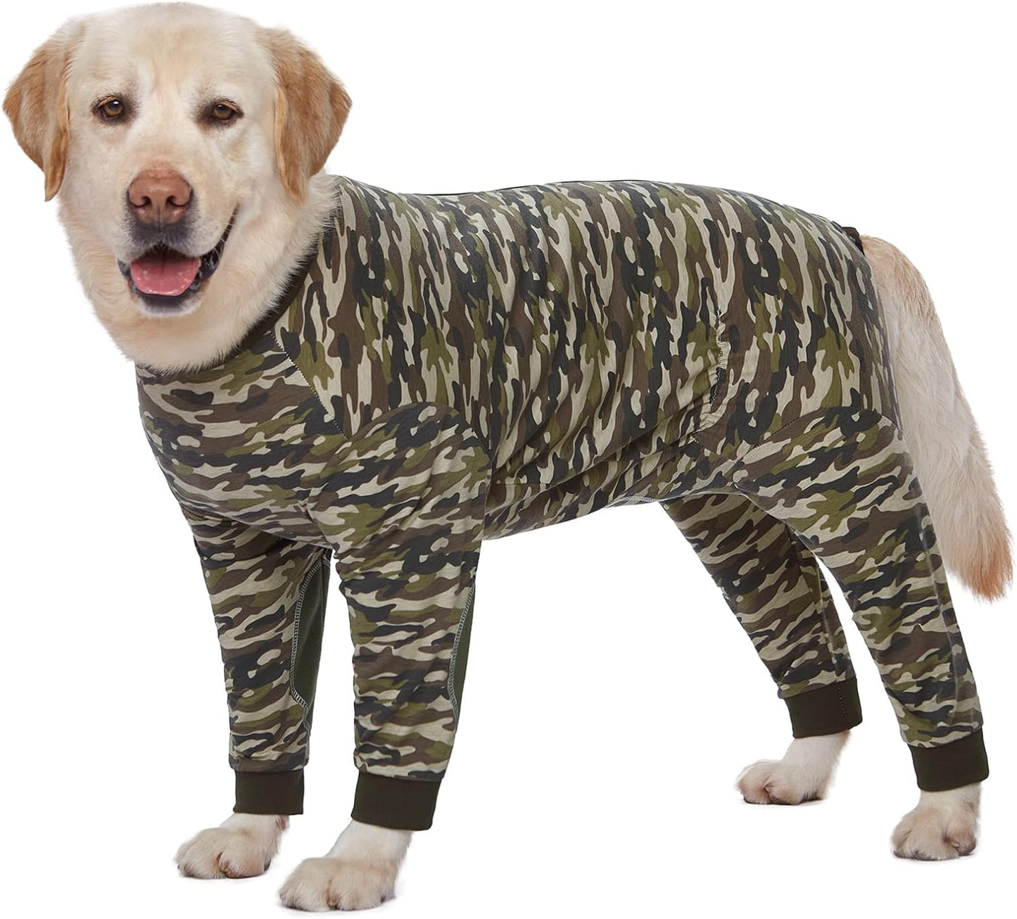 Yeapeeto Dog Onesie Surgery Recovery Suit for Large Medium Bodysuit Dogs Pajamas PJS Full Body for Shedding, Prevent Licking, Wound Protection, Cone Alternative (3XL, Camo)