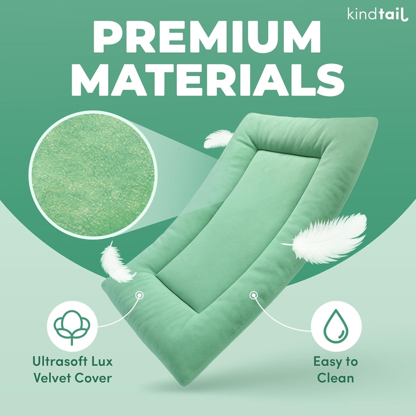 KindTail Dog Crate Pad - Soft Velvet, Reversible Bed - Machine Washable Kennel Mat for Pets up to 25 lbs - Mattress for Cozy Sleeping - 25” x 19” x 1” (Light Grey, Medium)