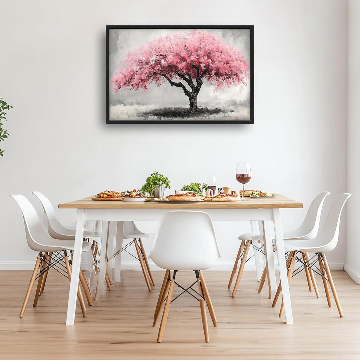 Extra Large Framed Pink Tree Wall Art,Abstract Tree of Life Wall Decor,Pink and Grey Pictures for Living Room,Canvas Print Painting Modern Artwork Bedroom Office Bathroom Home Decor 36L x24W