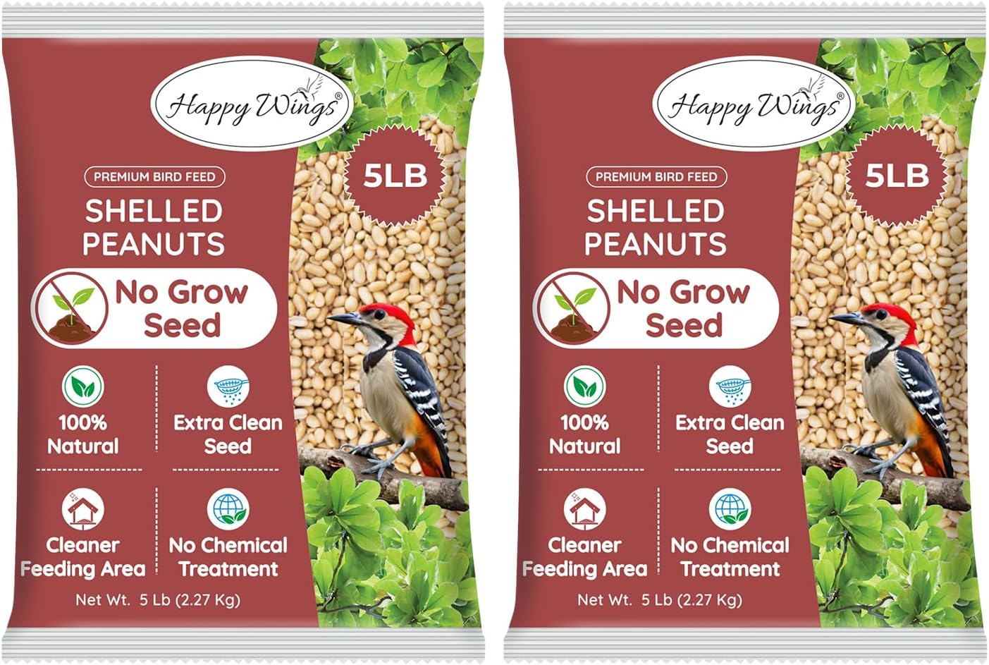 Shelled Peanuts Seeds Combo Wild Bird Food - 10 Pounds- 5 Pounds Combo Pack of 2 I No Grow Seed I Bird Food for Wild Birds