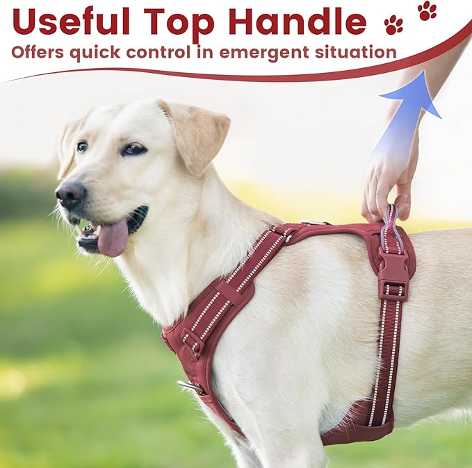 No Pull Dog Harness, Reflective Puppy Vest for Small Medium Large Sized Dog(Burgundy Red,XS)