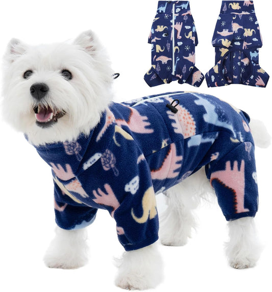 ROZKITCH Dog Winter Coat Soft Dog Fleece Pajamas, Pet Windproof Warm Cold Weather Jacket Vest with Reflective Zipper, Jumpsuit Apparel Outfit Clothes for Medium Dog Dinosaur M
