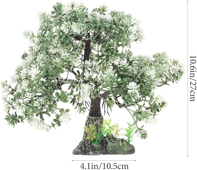 POPETPOP Aquarium Bonsai Tree Plant: Artificial Plants Flower Ornament - Fish Bowl Ornament for Freshwater and Saltwater Decor 4.13 X 2.36 X 10.62 Inch