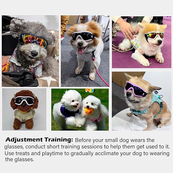 Medium Dog Sunglasses with Adjustable Strap UV Protection, Winproof Puppy Sunglasses, Suitable for Dogs Eyes Protection，Soft Dog Goggles