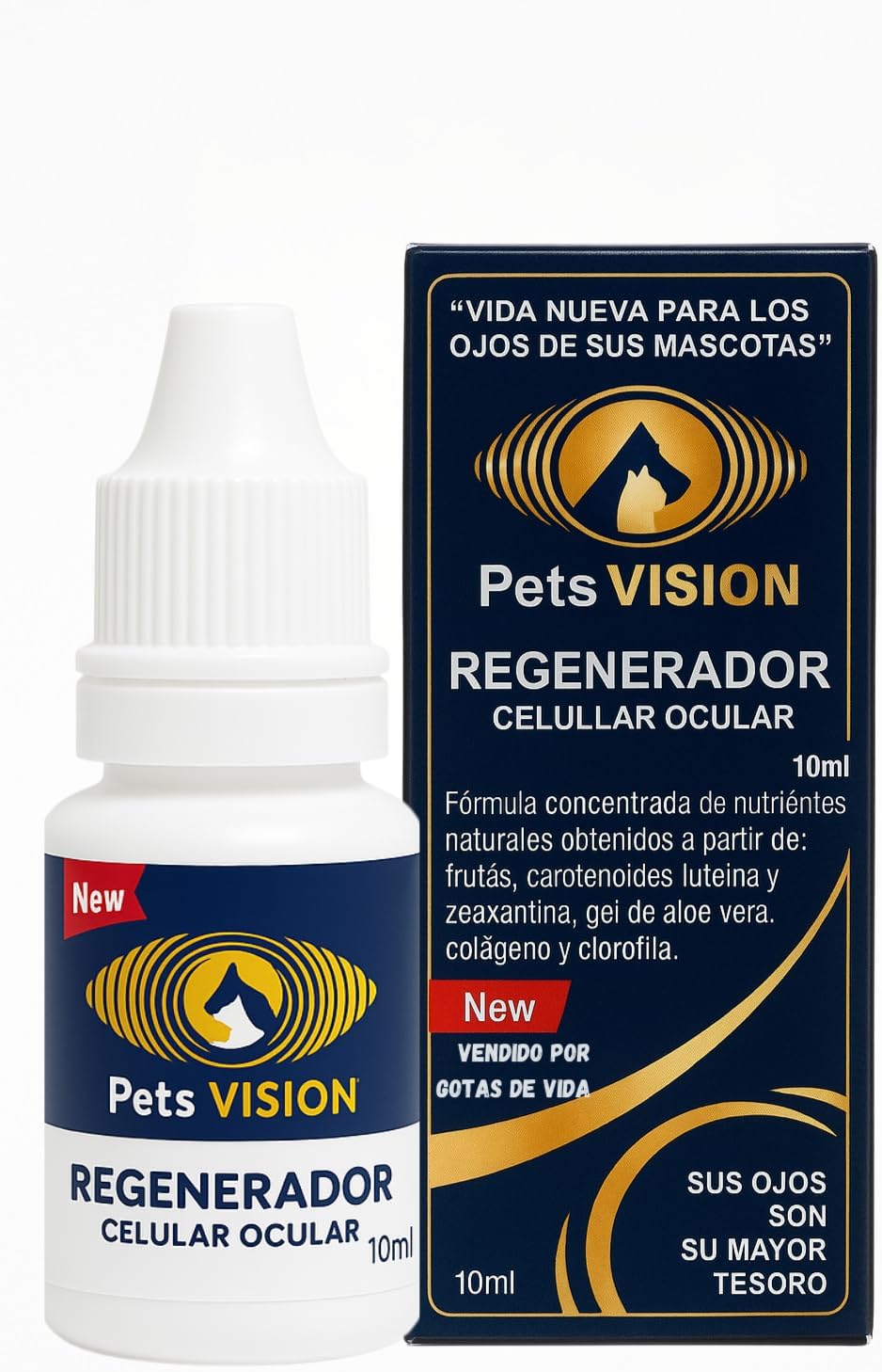 Gotas para Los ojos de Tus mascotas – gotas para Perros y Gatos -Pets Vision. Gotas Suave y Segura para USO de las mascotas– 10 ml