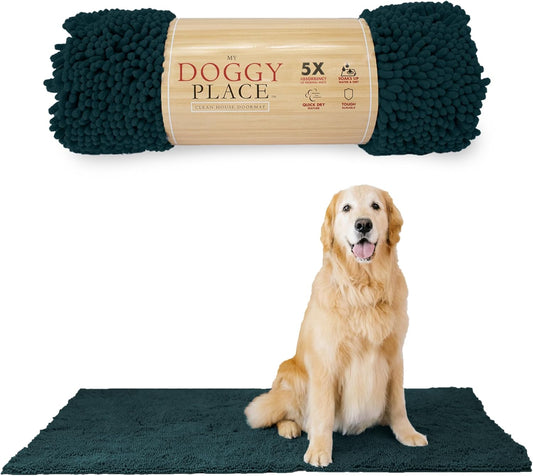 My Doggy Place Microfiber Dog Mat for Muddy Paws, 60" x 36" Teal - Non-Slip, Absorbent and Quick-Drying Dog Paw Cleaning Mat, Washer and Dryer Safe - X-Large/Runner
