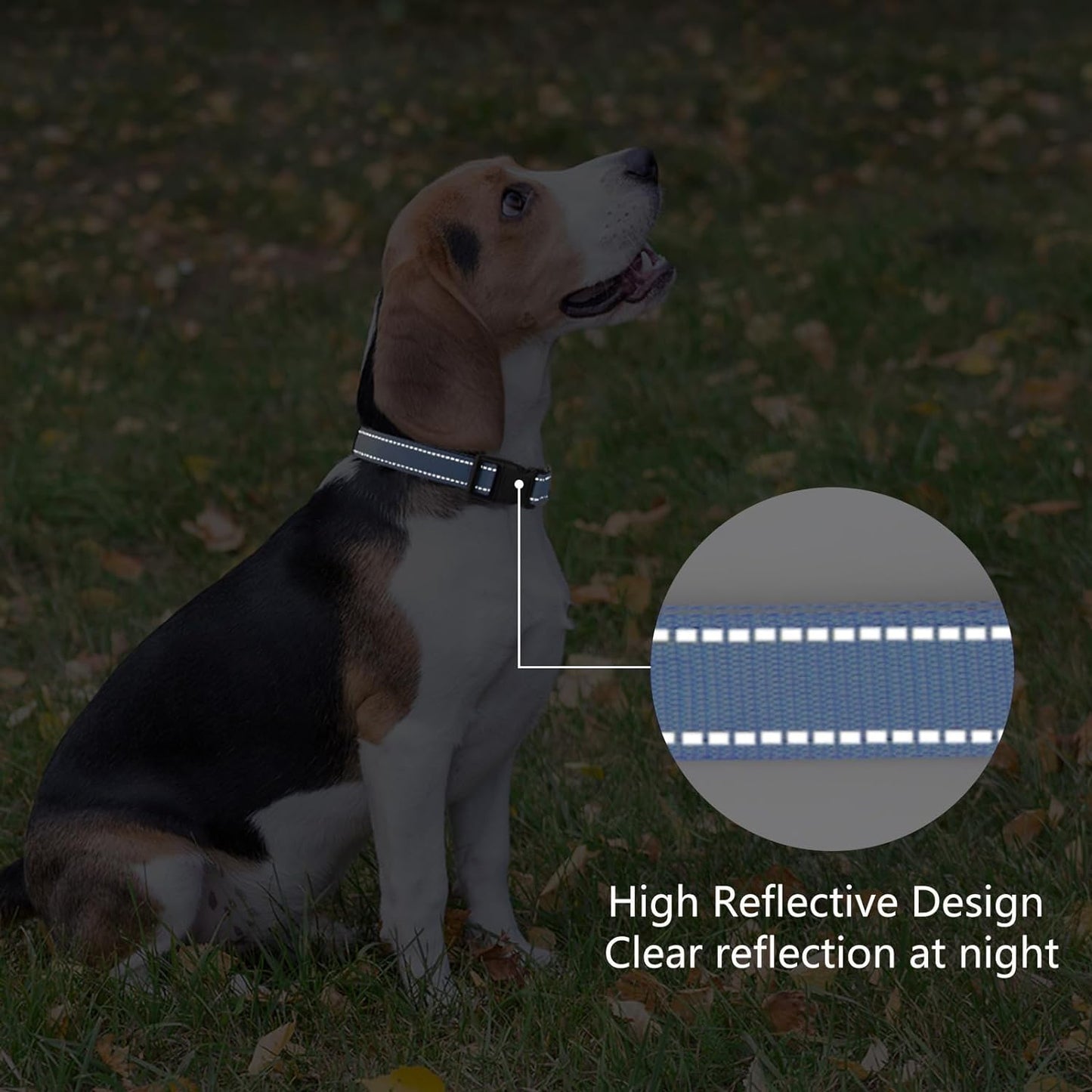 Reflective Dog Collar Padded with Soft Neoprene Breathable Quick Release Basic Dog Collars for Medium Large Dogs Blue Boy Girl