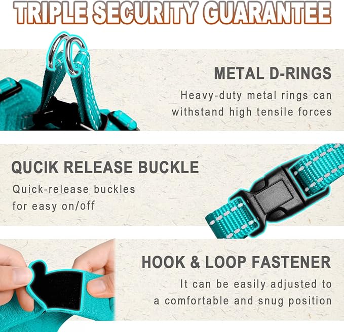 Dog Harness Step in Dog Vest Harness, Reflective Adjustable Puppy No Pull Harness Breathable Soft for Small and Medium Dogs Cats, Ocean Blue, XS