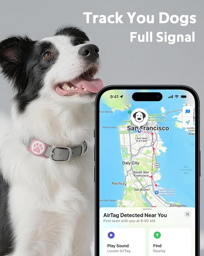 IP68 Waterpoof Dog Airtag Holder, Stretchy Silicone Full Body Covered Apple Air Tag Holder for Dog Cat Collar Fit All Width Collar (Pink/Red, 2 Pack)