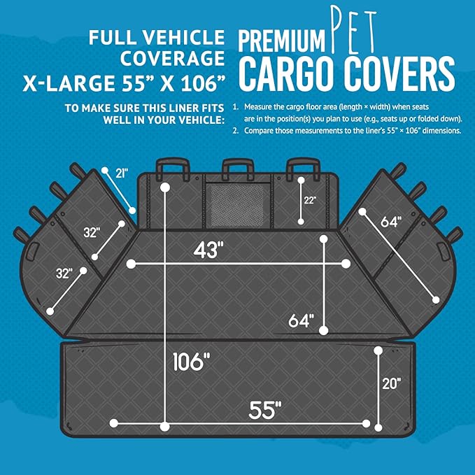 Bulldogology Cargo Liner for SUV - Heavy Duty Pet Trunk Liner Cargo Cover - Waterproof Cargo Cover for Dogs Hair, Muddy Paws - Protector Cargo Mats for Back of SUV (X-Large, Black)