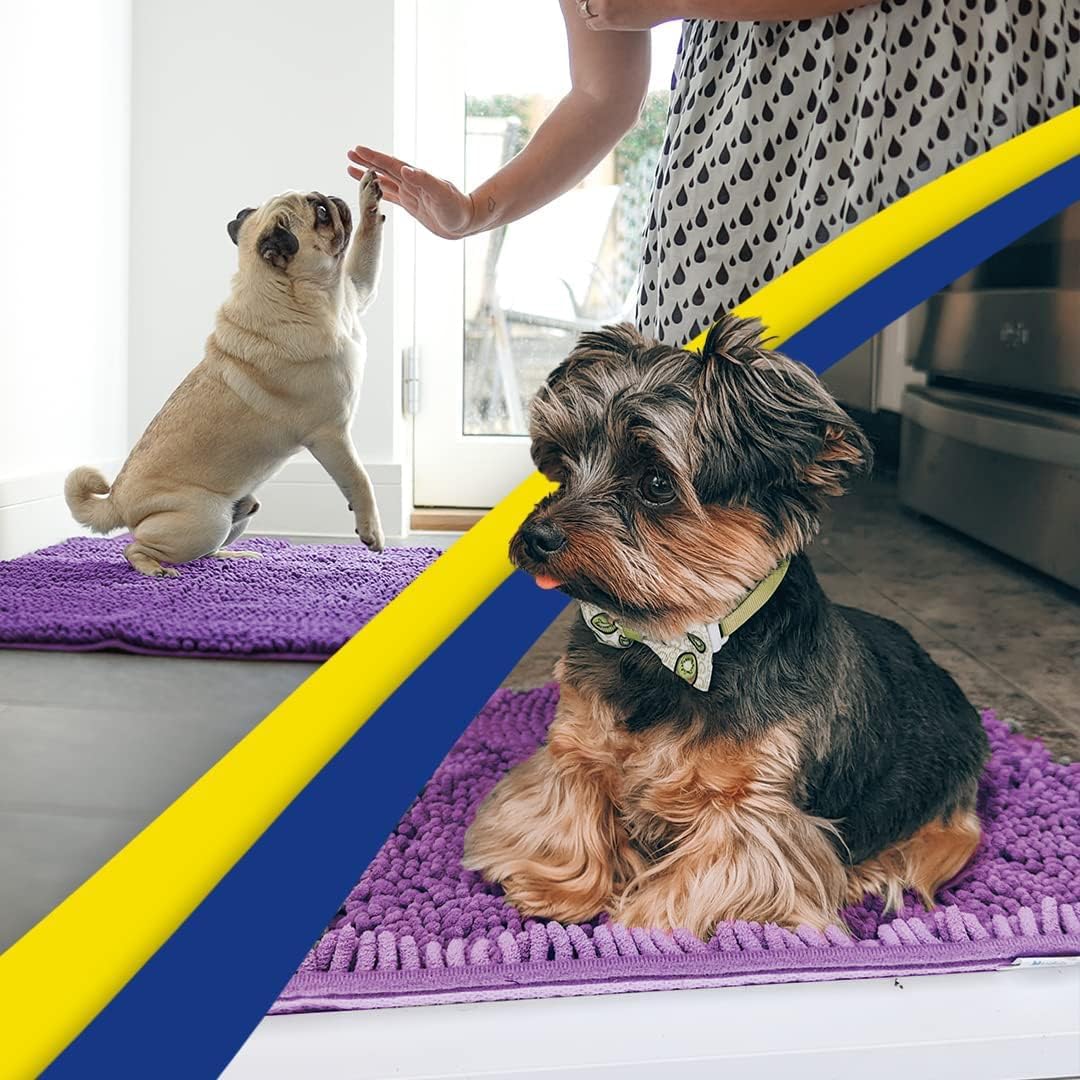 Muddy Mat® Shown on TV – Super Absorbent Door Mat Indoor, Microfiber Quick Dry Chenille Entryway Rug, Non-Slip Front Door Mat, Indoor Mats for Entryway, Machine Washable Pet Rug, Purple 36"x60"