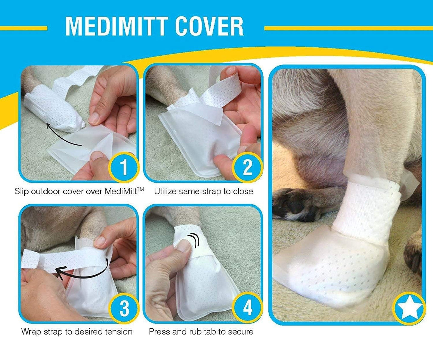 Outdoor Water Proof Cover. Slides Over MediMitts for Dogs paw (which are Sold Separately) Fastens with Medimitt Strap. Useful for hot Spots, Allergies and More. Value 20pack (Medium)