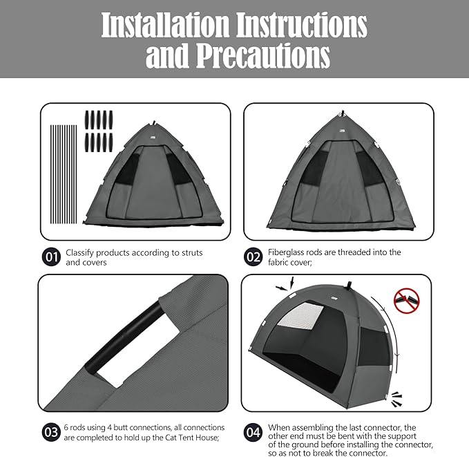 Gray Extra Large Outdoor Cat and Dog Tent House, Waterproof, Washable, Indoor/Outdoor Cave Nest Bed