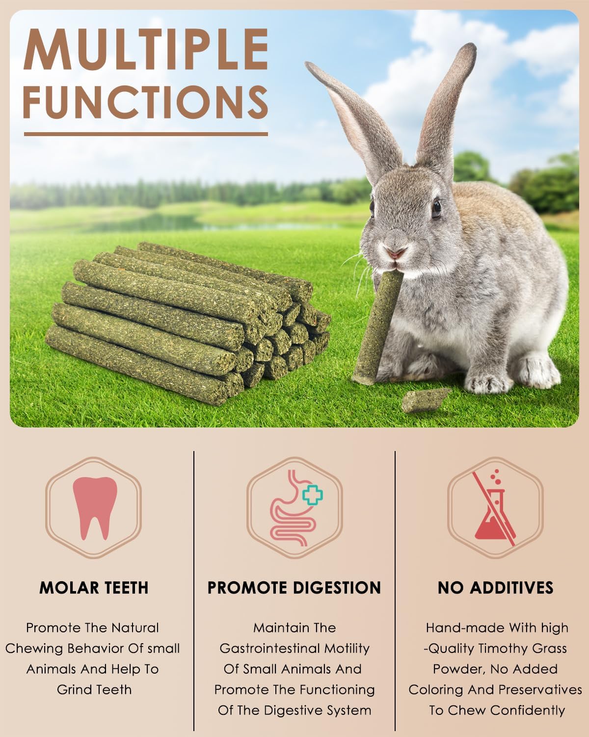 Bissap 22PCS Rabbit Chew Sticks, Mixed Natural Timothy Hay Flower Rose Dahlberg Daisy and Forget-me-not Chew Toys Treats for Bunny Chinchilla Guinea Pig Hamster and Other Small Pets Molar Snacks