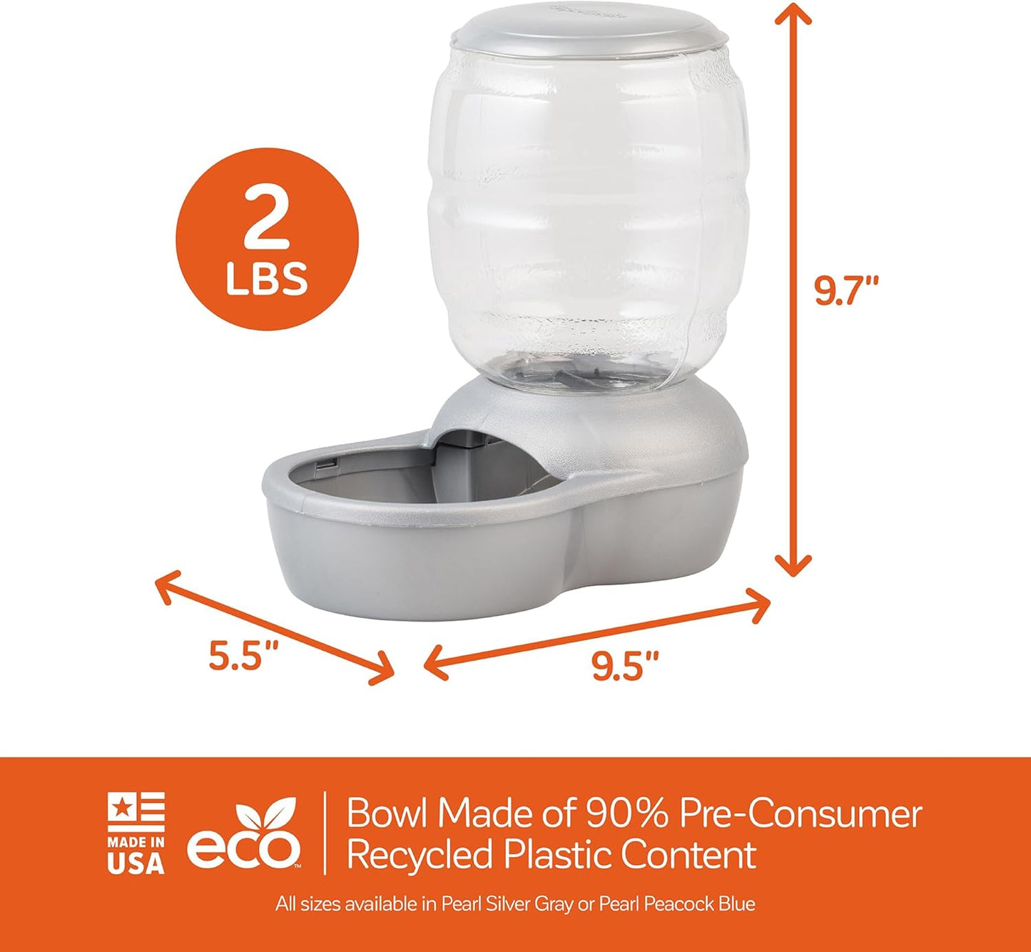 Petmate Replendish Feeder with Automatic Cat and Dog Feeder Grey, Made in USA