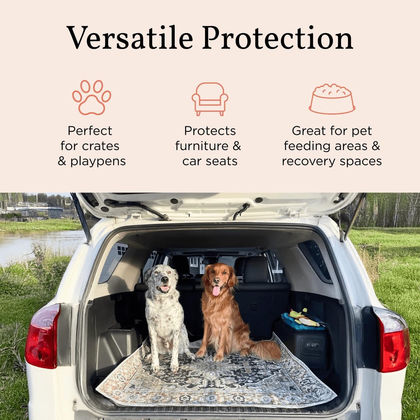 LOVEWAG Washable Dog Pee Pads, 24" x 16", Waterproof, Non-Slip, Super Absorbent, Reusable Machine-Washable, 2-Pack (Sage Forest)