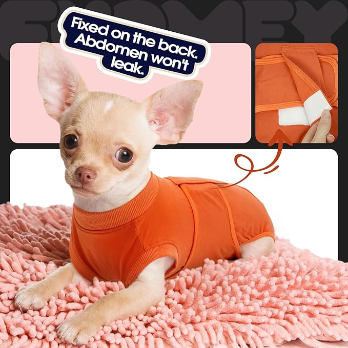 FUAMEY Dog Recovery Suit Male,Dogs Surgery Neuter Suits Puppy Spay Shirts for Female Protect Dog's Skin Anti Licking Abdominal Wounds Doggie Onesie Pet Bodysuit Alternative to Cone Orange S