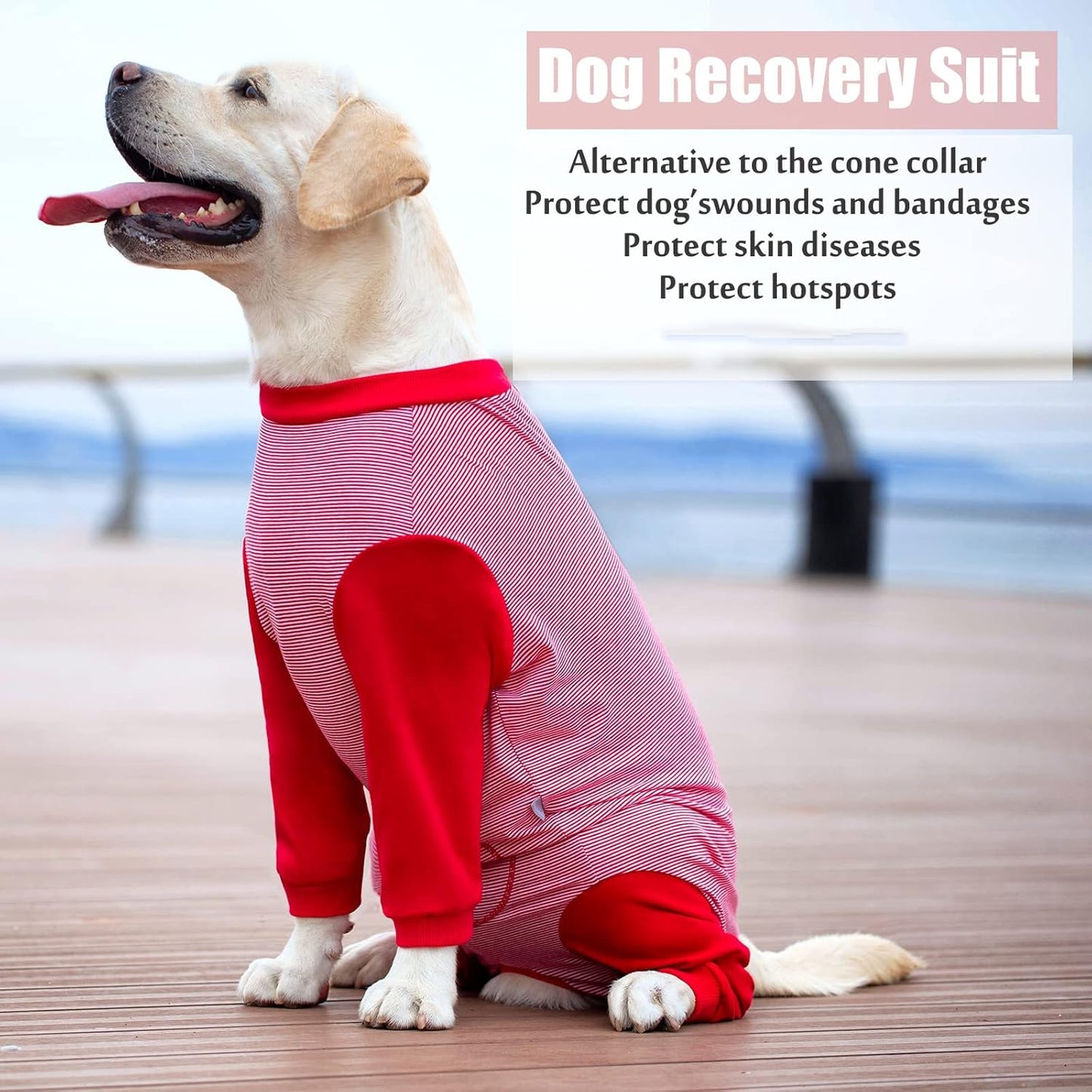 Yeapeeto Dog Onesie Surgery Recovery Suit for Large Medium Bodysuit Dogs Pajamas PJS Full Body for Shedding, Prevent Licking, Wound Protection, Cone Alternative (7X-Large (Pack of 1), Red)