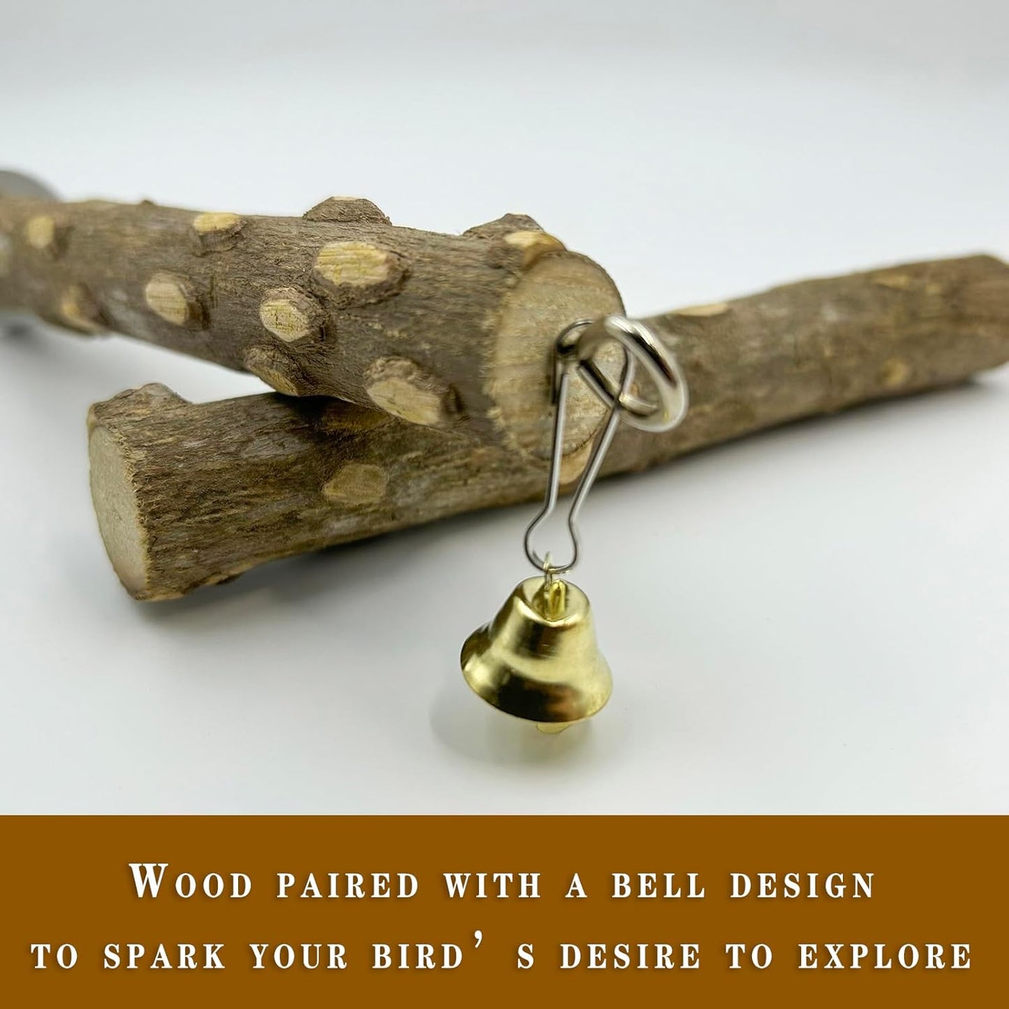 5Pcs Natural Wooden Bird Perch Set – Parrot Perch Toys, Wooden Perch Swing, Cage Accessories for Budgies, Cockatiels, Lovebirds, Finches, and Other Small to Medium Birds