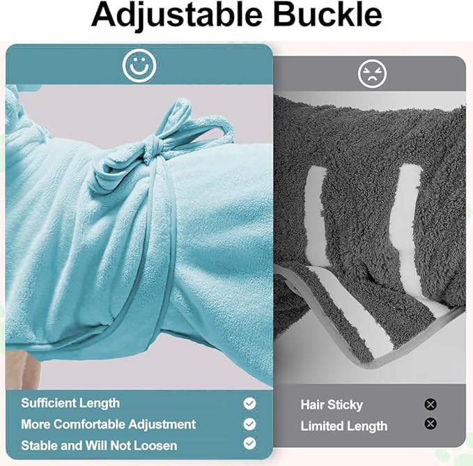 Medium to Large Size Dog Bathrobe, Quick Drying Super Absorbent Used for After Bathing, Warm Dog Towels, Adjustable Hoodies and Belts for Pet Dogs Bath Clothes Products (Blue, 3XL)