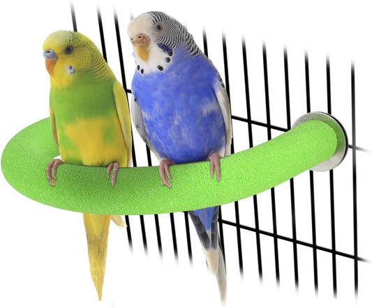 Rypet U Shape Parrot Perch Stand Toy for Paw Grinding Clean Stick Exercise, Rough-Surfaced Quartz Bird Perch Standing Cage Accessories for for Small Parakeets Cockatiels Conures Macaws Finches(Green)