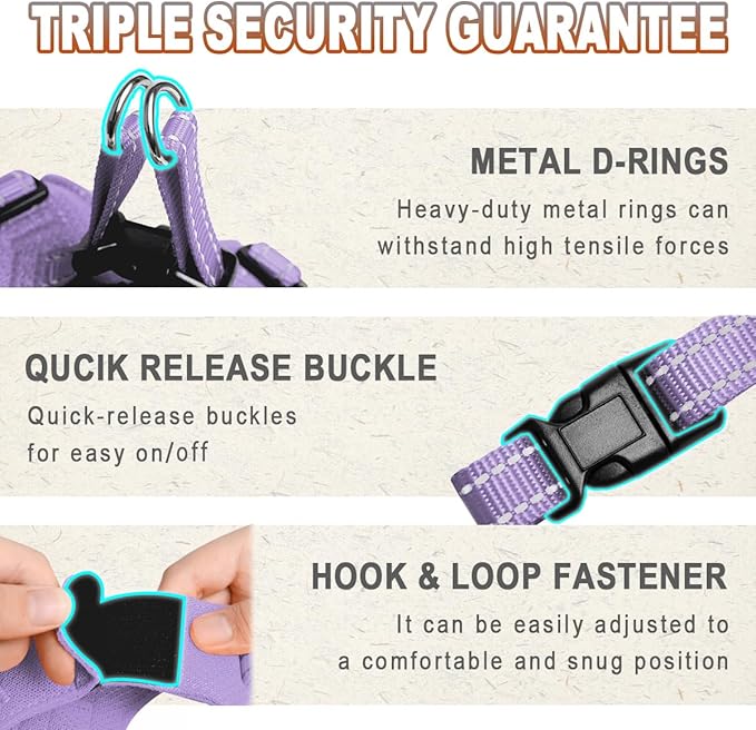 Dog Harness Step in Dog Vest Harness, Reflective Adjustable Puppy No Pull Harness Breathable Soft for Small and Medium Dogs Cats, Violet Purple, S