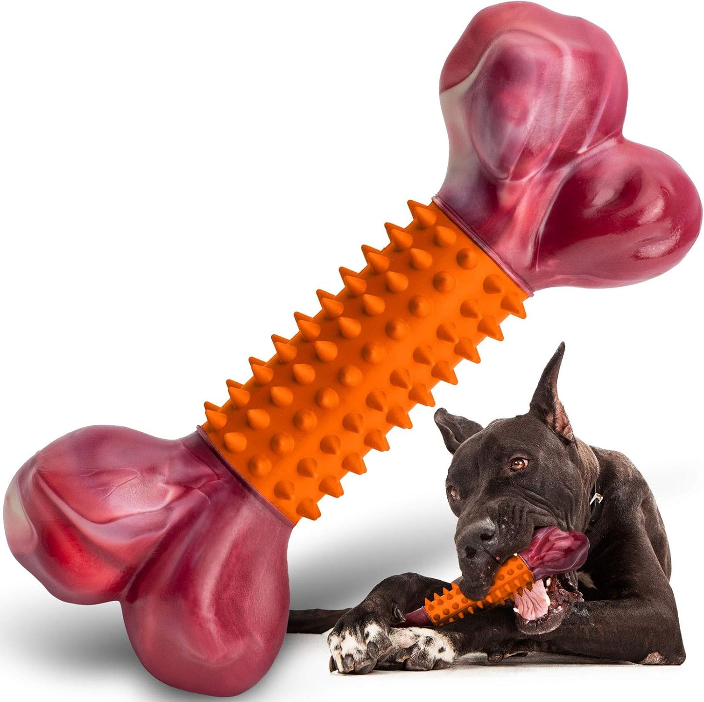 Apasiri Dog Toys for Aggressive Chewers Peanut Butter Flavored, 8" Tough Dog Chew Bone, Nylon & Rubber Chew Toy, Dog Bone Toy for Large Medium Breed 20-80lbs