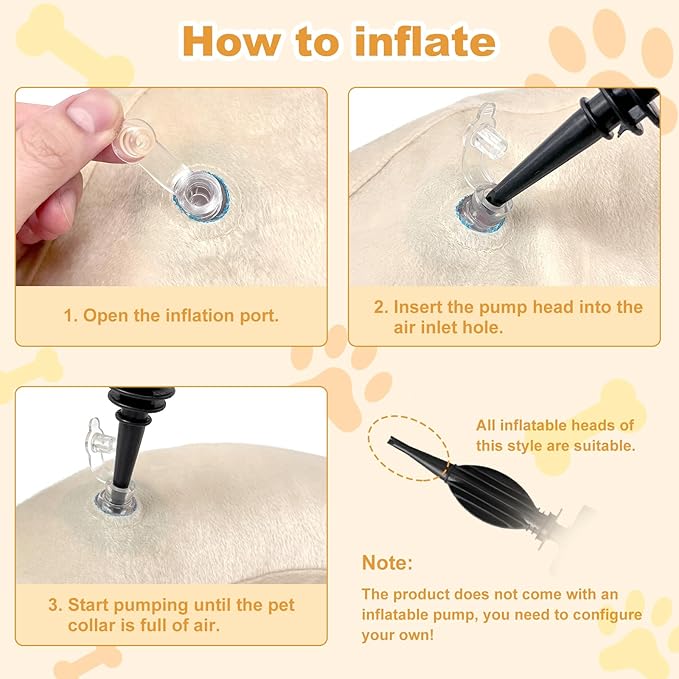 Dog Cone Collar with Enhanced Anti-Licking, Inflatable Dog Cone After Surgery, Adjustable Size with Soft Padding for Small Medium Large Dogs - Pale Yellow/L