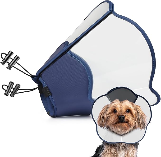 Hard & Heavy Plastic Dog Cone Collar Alternative for Small Dogs (Yorkshire Pomeranian) After Surgery, Adjustable Recovery Cone Anti-Lick, Elizabethan Protective Collar Cone of Shame for Healing