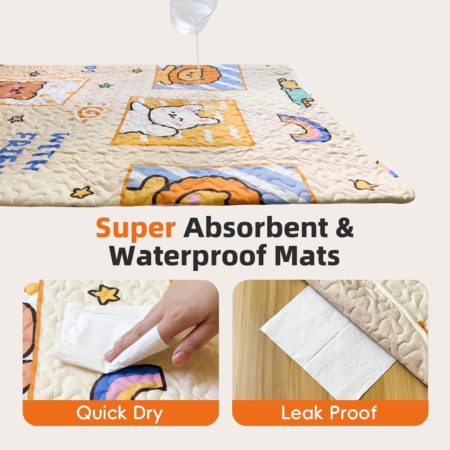 PJYuCien Washable Pee Pads for Dogs 2 Pack, 67" x 26" Octagonal Reusable Pee Pads for Dogs, Leak-Proof Pet Training Pads, Puppy Pads for Non-Slip, Designed for 24/30/36/42'' Width 8 Panels Pen